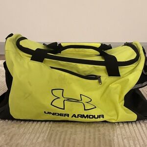Under Armour Neon Yellow and Black Duffel Bag